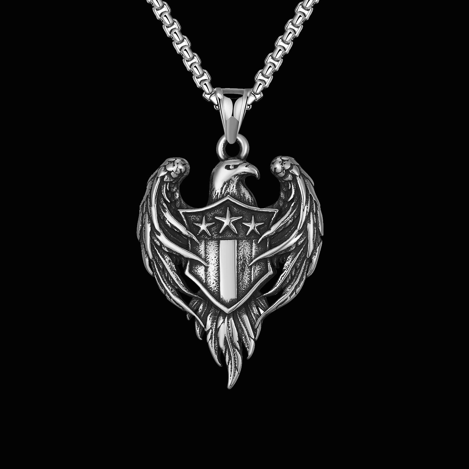 Goth Style Freedom Eagle Pendant With Necklace - Silver | GothReal