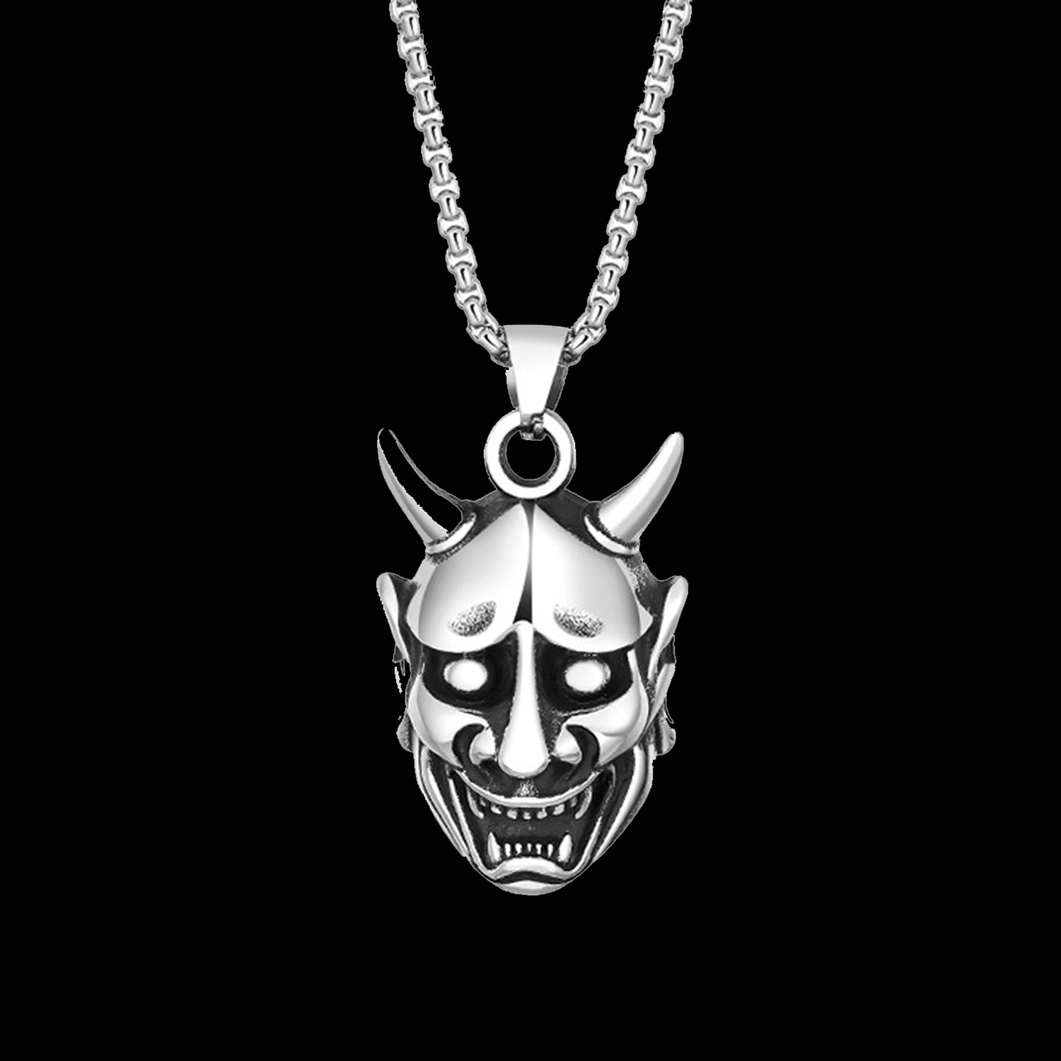 Goth Style Ghost Face Pendant With Necklace - Silver | GothReal