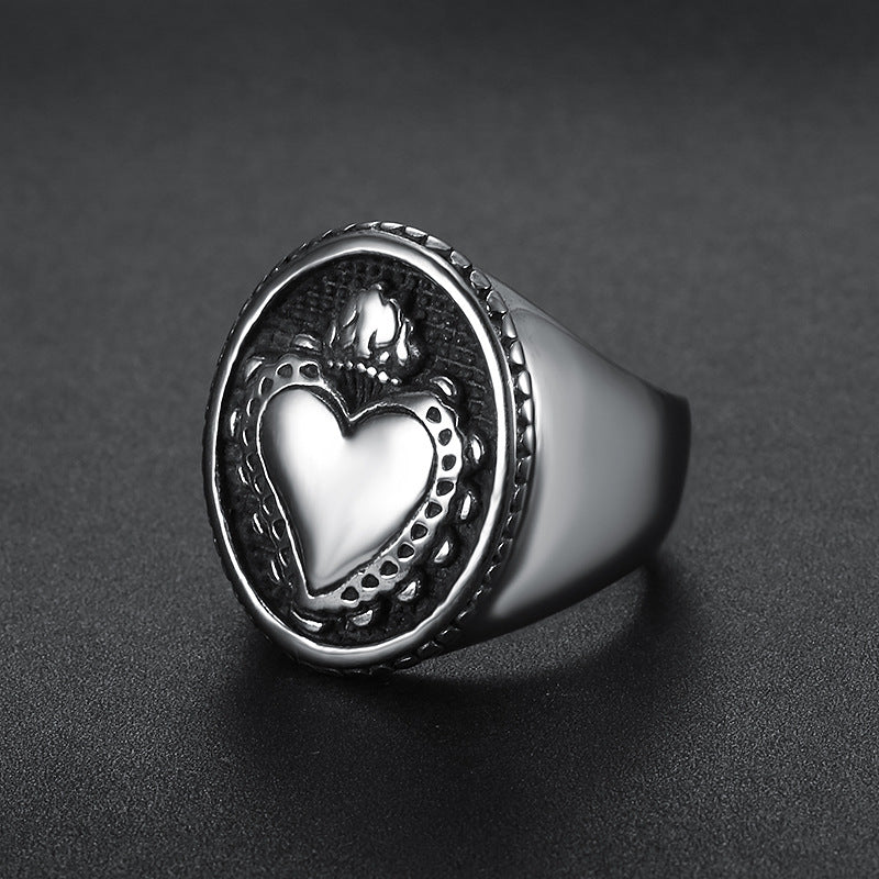 Goth Style Heart-Shaped Crown Ring | GothReal