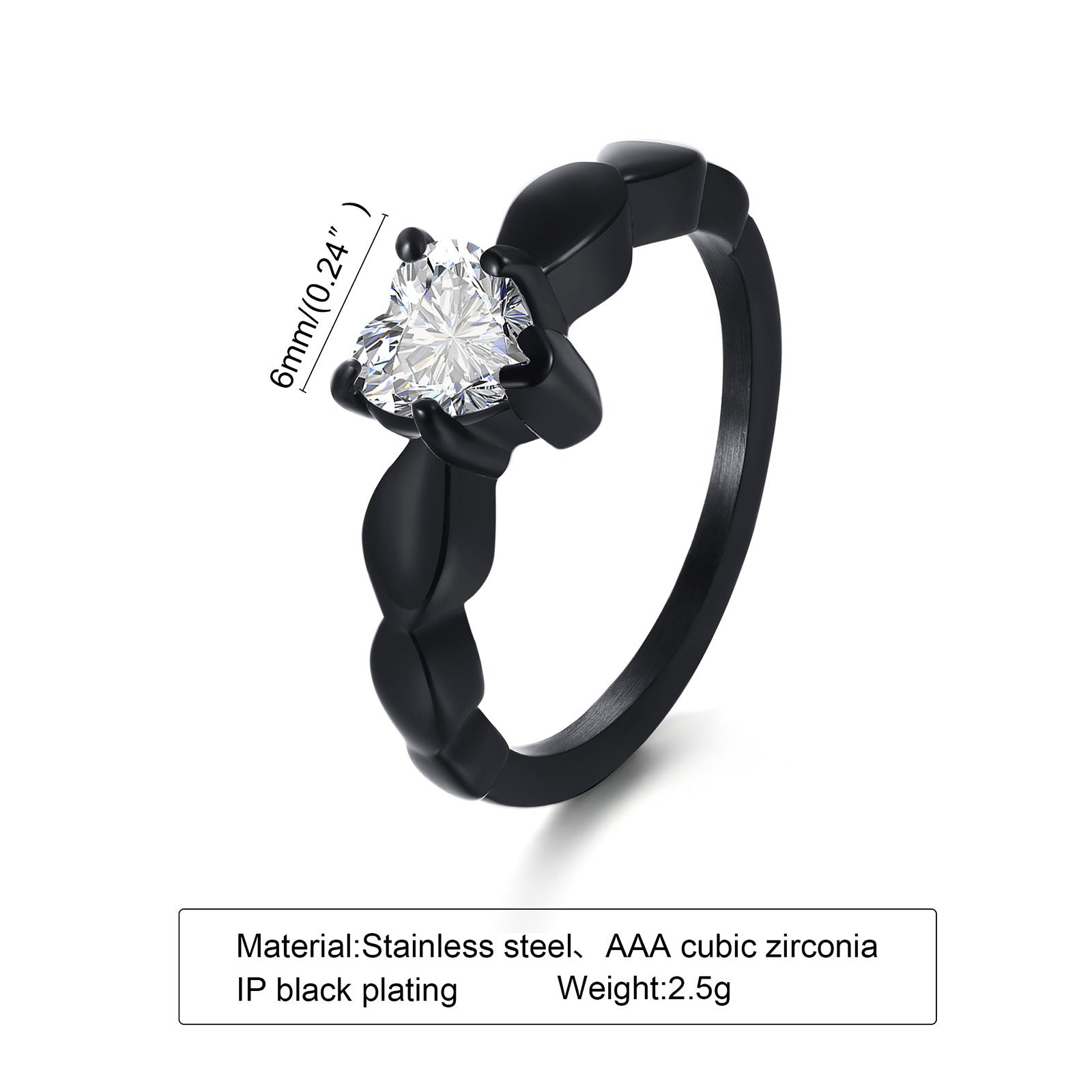 Goth Style Heart Shaped Zircon Ring | GothReal