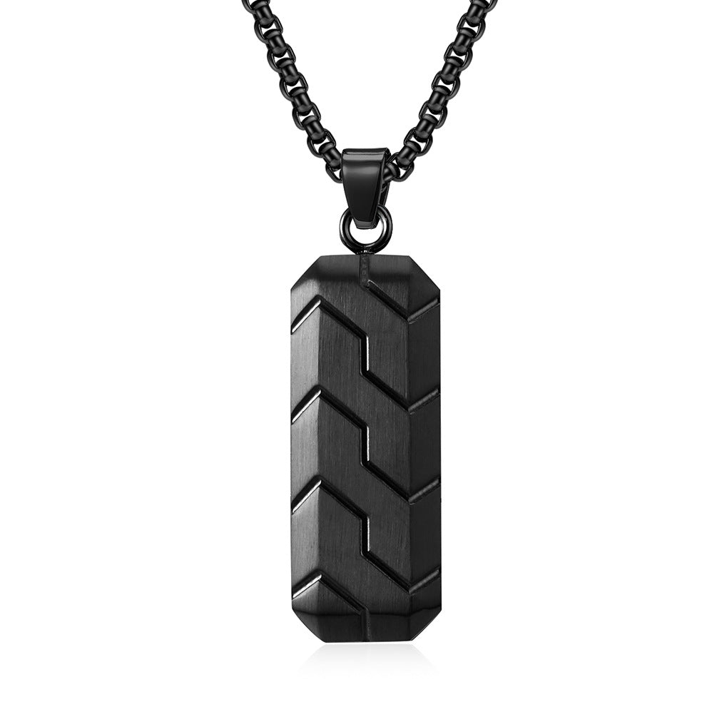 Goth Style Hexagonal Tire Pattern Pendant With Necklace | GothReal