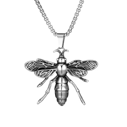 Goth Style Honeybee Stainless Steel Pendant - Silver | GothReal