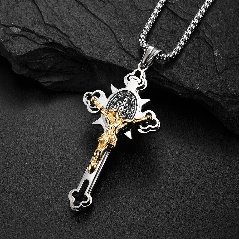 Goth Style Jesus Cross Necklace - Silver | GothReal