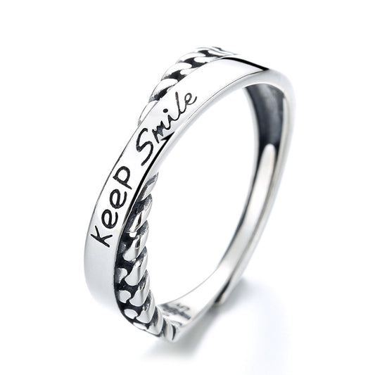 Goth Style Keep Smile Sterling Silver Ring - Silver | GothReal