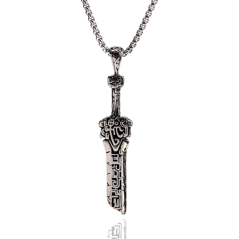 Goth Style Knight Broken Sword Pendant - Silver | GothReal