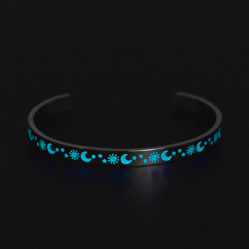 Goth Style Moon Sun Star Luminous C-shaped Bracelet | GothReal