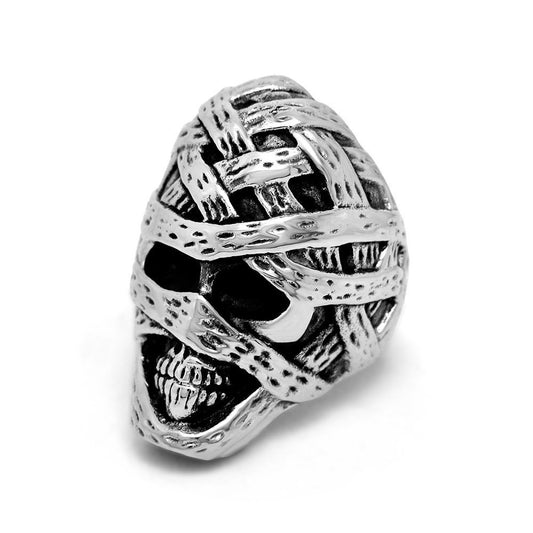 Goth Style Mummy Skull Ring - Silver | GothReal