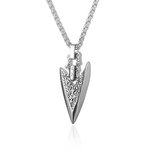 Goth Style Nordic Viking Arrowhead Pendant With Necklace - Silver | GothReal