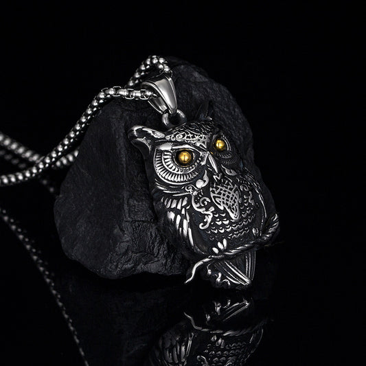 Goth Style Owl Pendant With Necklace - Silver | GothReal