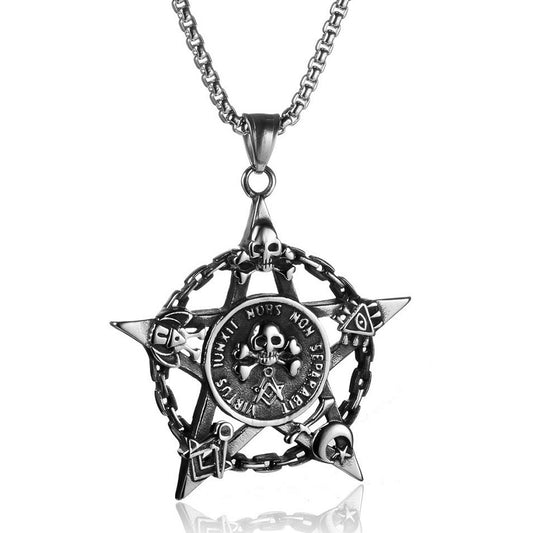Goth Style Pentagram Pirate Skull Pendant | GothReal