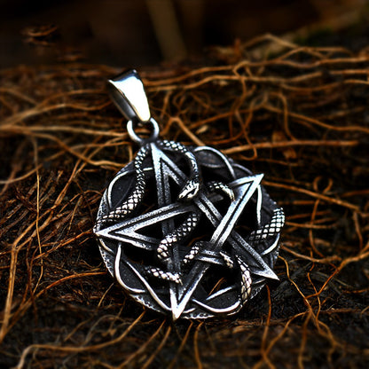 Goth Style Pentagram Snake Pendant | GothReal