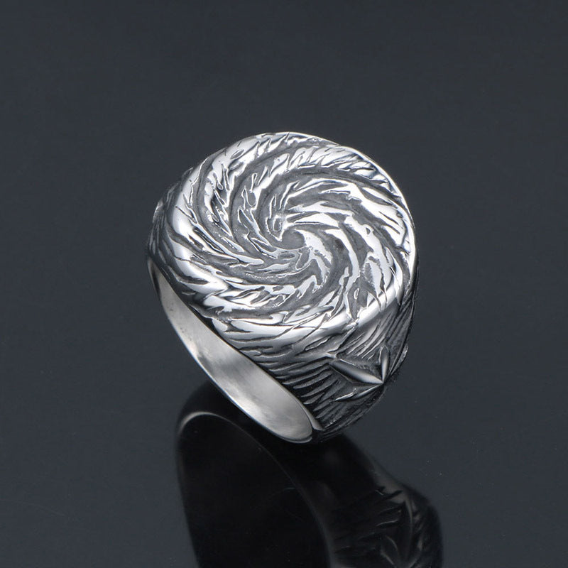 Goth Style Phoenix And Star Pattern Ring - Silver | GothReal