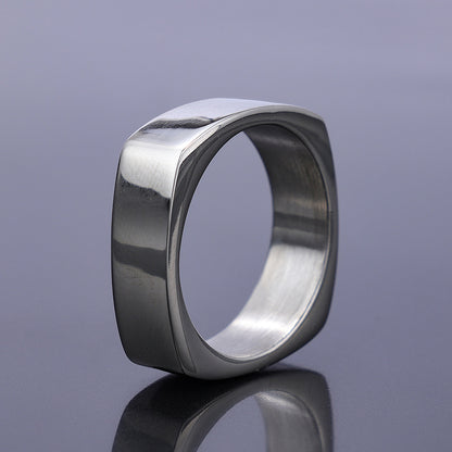 Goth Style Quadrilateral Minimalist Ring - Silver | GothReal