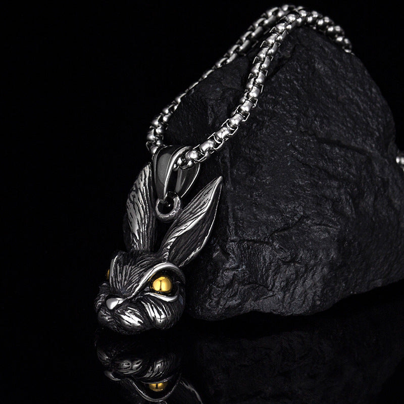 Goth Style Rabbit Head Pendant With Necklace - Silver | GothReal