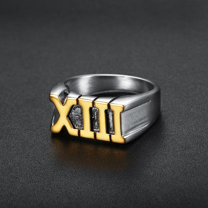 Goth Style Roman Numeral XIII Ring - Silver | GothReal