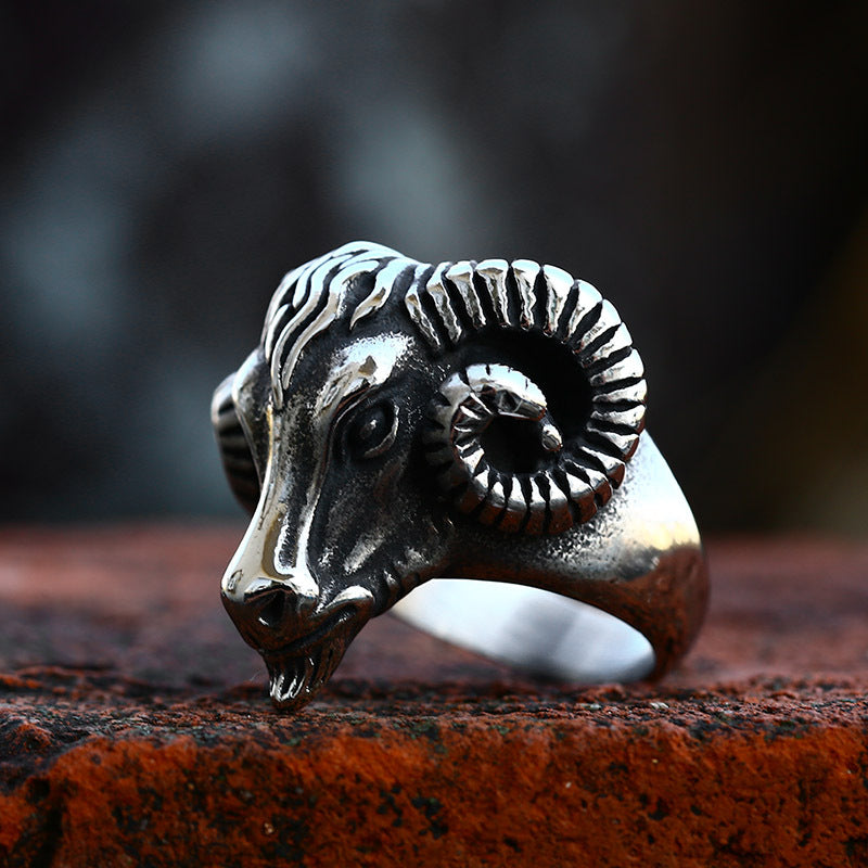 Goth Style Satan Goat Head Ring | GothReal