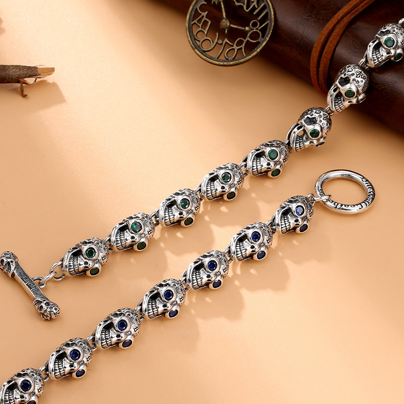 Goth Style Skull sterling silver bracelet | GothReal