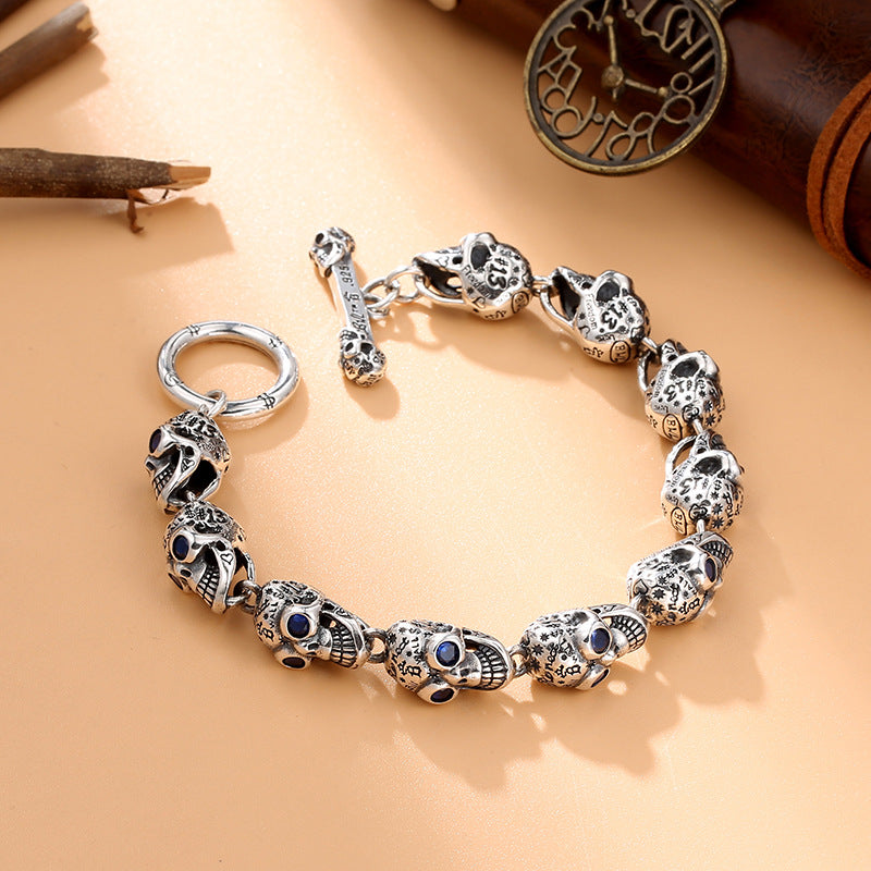 Goth Style Skull sterling silver bracelet | GothReal