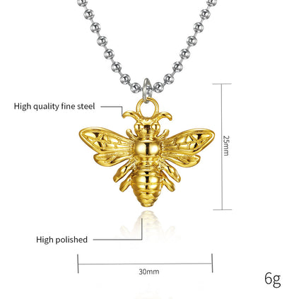 Goth Style Small Bee Stainless Steel Pendant With Necklace | GothReal