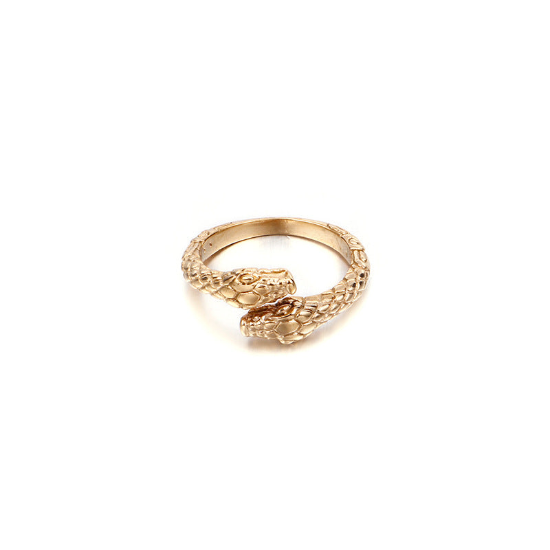 Goth Style Snake Stainless Steel Ring - Gold | GothReal