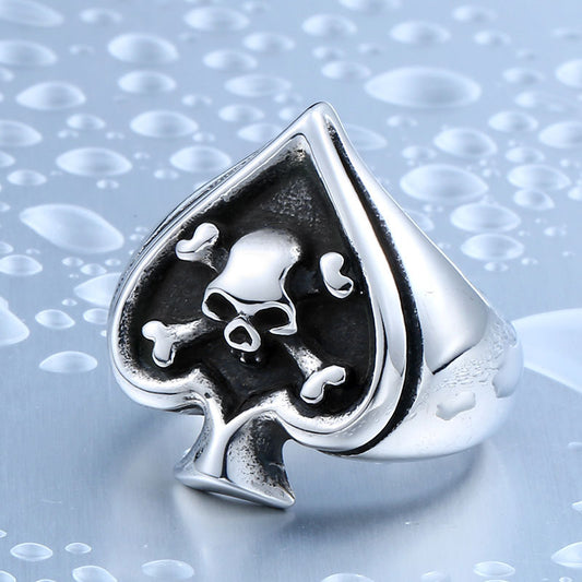 Goth Style Spade Ace Skull Ring | GothReal