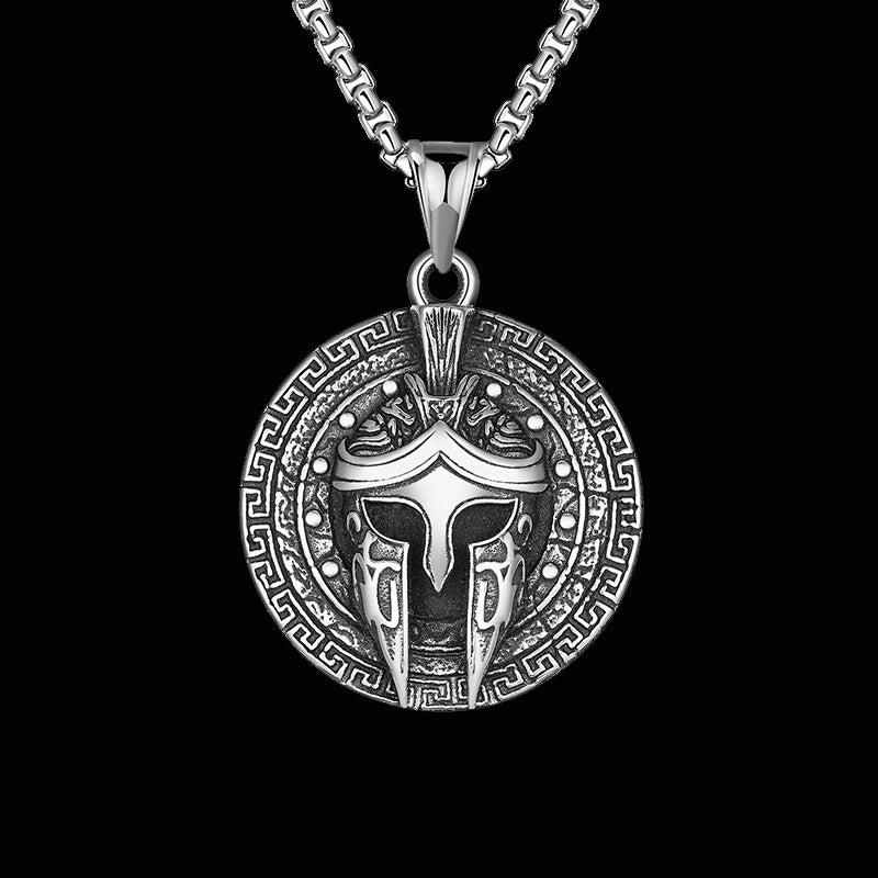 Goth Style Spartan Warrior Helmet Necklace - Silver | GothReal