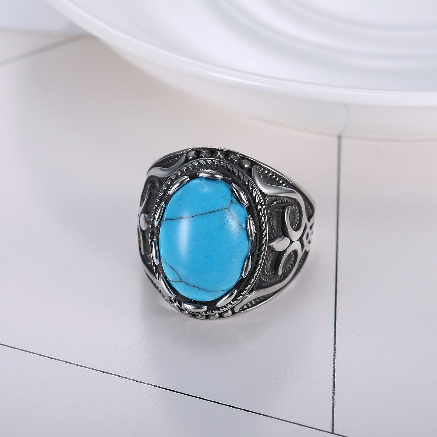 Goth Style Stainless Steel Gemstone Ring | GothReal