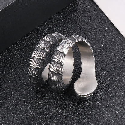 Goth Style Stainless Steel Rattlesnake Ring | GothReal