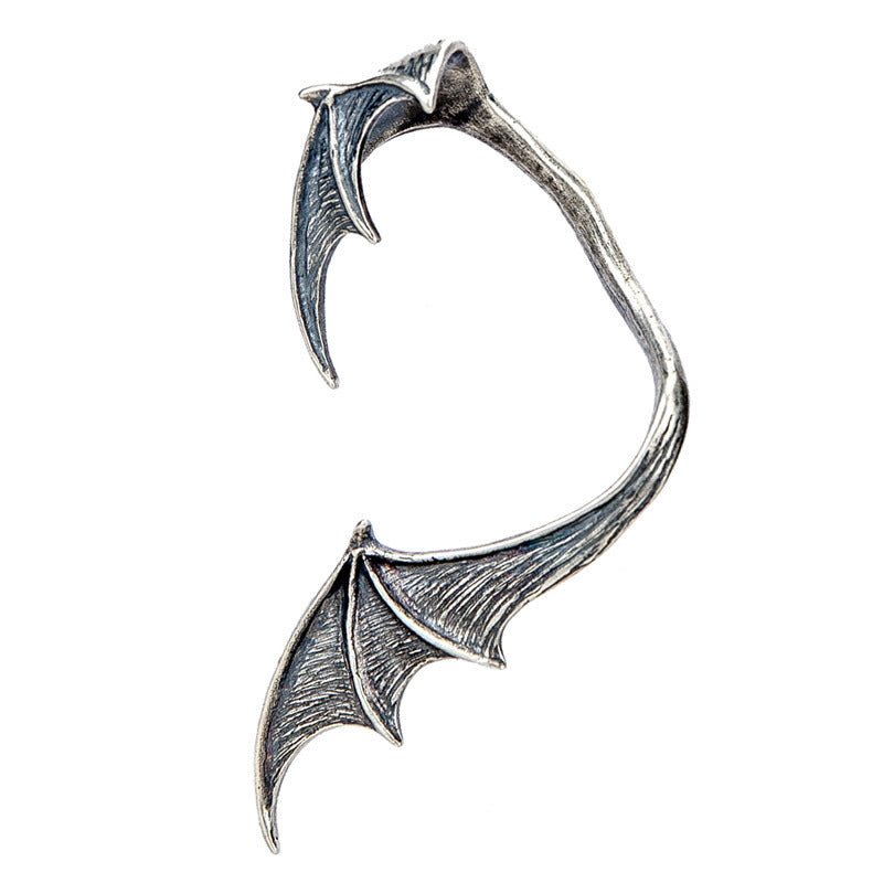 Goth Style Sterling Silver Bat Wing Ear Clips - Single | GothReal