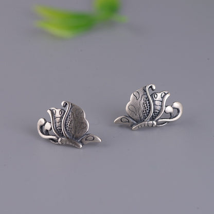 Goth Style Sterling Silver Butterfly Earrings - One Pair | GothReal