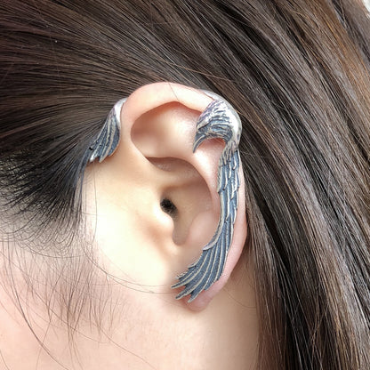 Goth Style Sterling Silver Crow Earrings - Single | GothReal