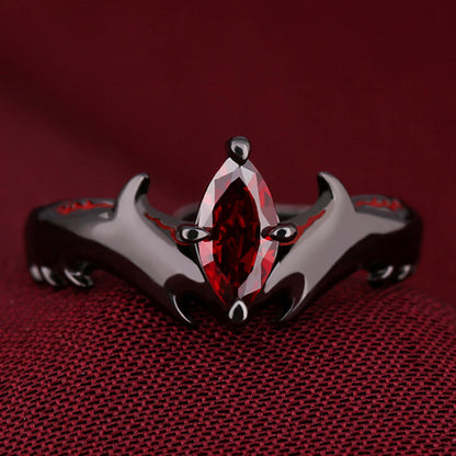 Goth Style Sterling Silver Demon King Gemstone Ring | GothReal