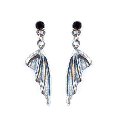 Goth Style Sterling Silver Devil Wings Earrings - One Pair | GothReal
