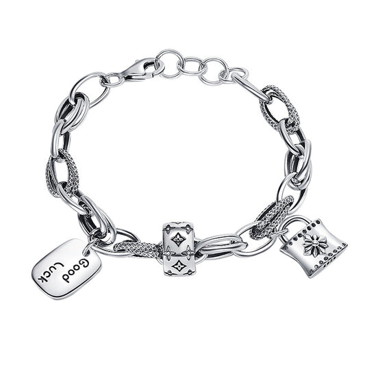 Goth Style Sterling Silver Good Luck Bracelet | GothReal