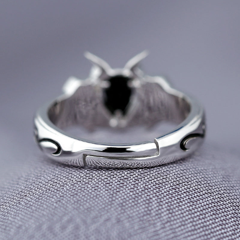 Goth Style Sterling Silver Magic Evil Gemstone Ring | GothReal
