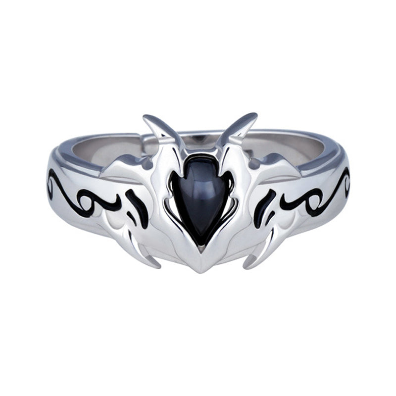 Goth Style Sterling Silver Magic Evil Gemstone Ring - Silver | GothReal