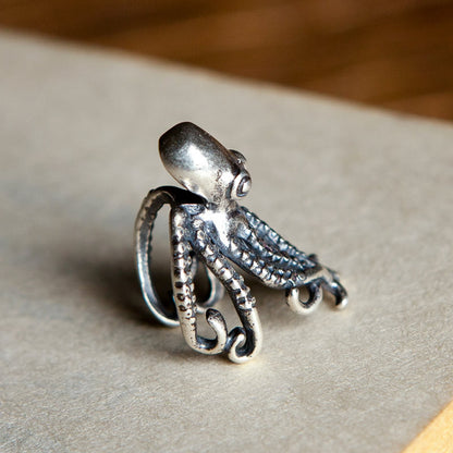 Goth Style Sterling Silver Octopus Ear Clips - Single - Silver | GothReal