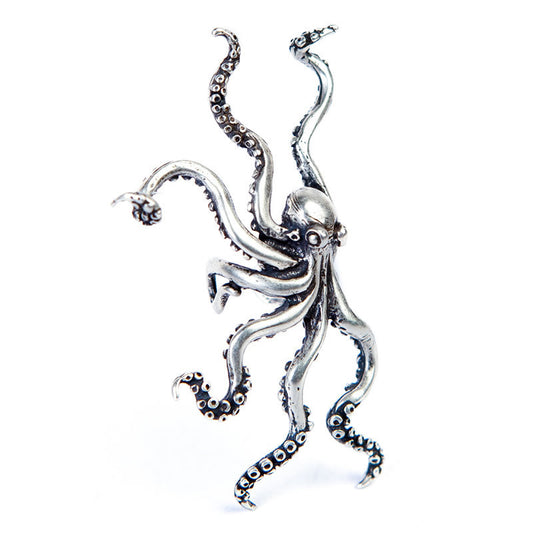 Goth Style Sterling Silver  Octopus Ear Clips - Single | GothReal