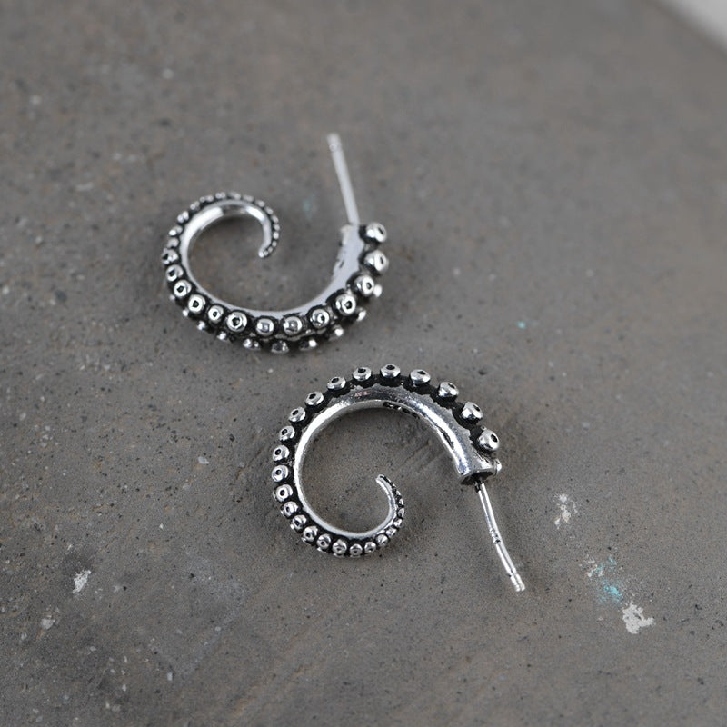Goth Style Sterling Silver Octopus Earrings - One Pair | GothReal