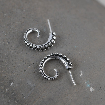 Goth Style Sterling Silver Octopus Earrings - One Pair | GothReal