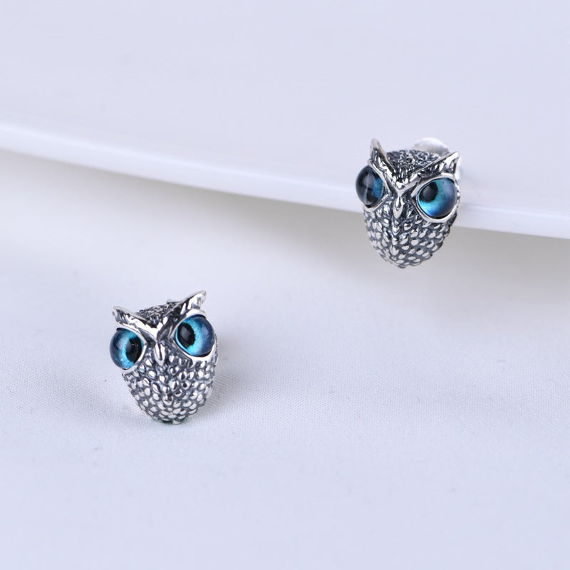 Goth Style Sterling Silver Owl Earrings - A Pair | GothReal