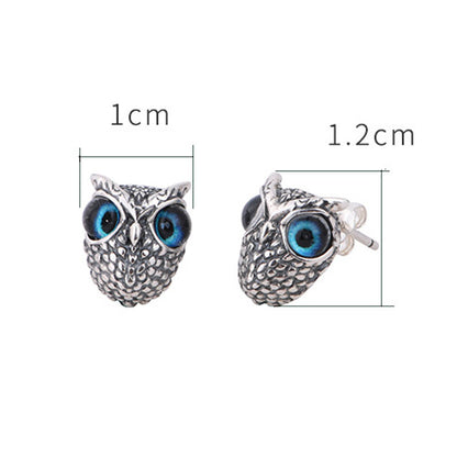 Goth Style Sterling Silver Owl Earrings - A Pair | GothReal