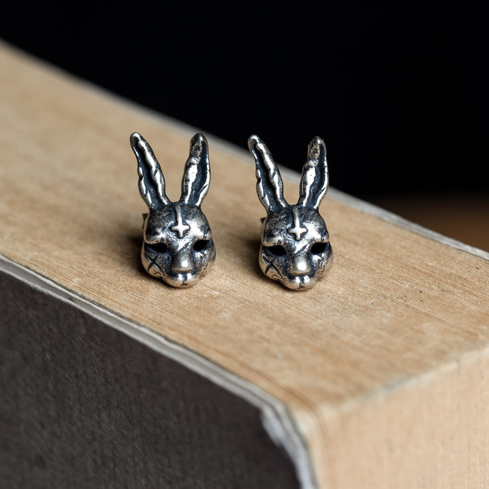 Goth Style Sterling Silver Rascal Rabbit Earrings - Single - Silver | GothReal