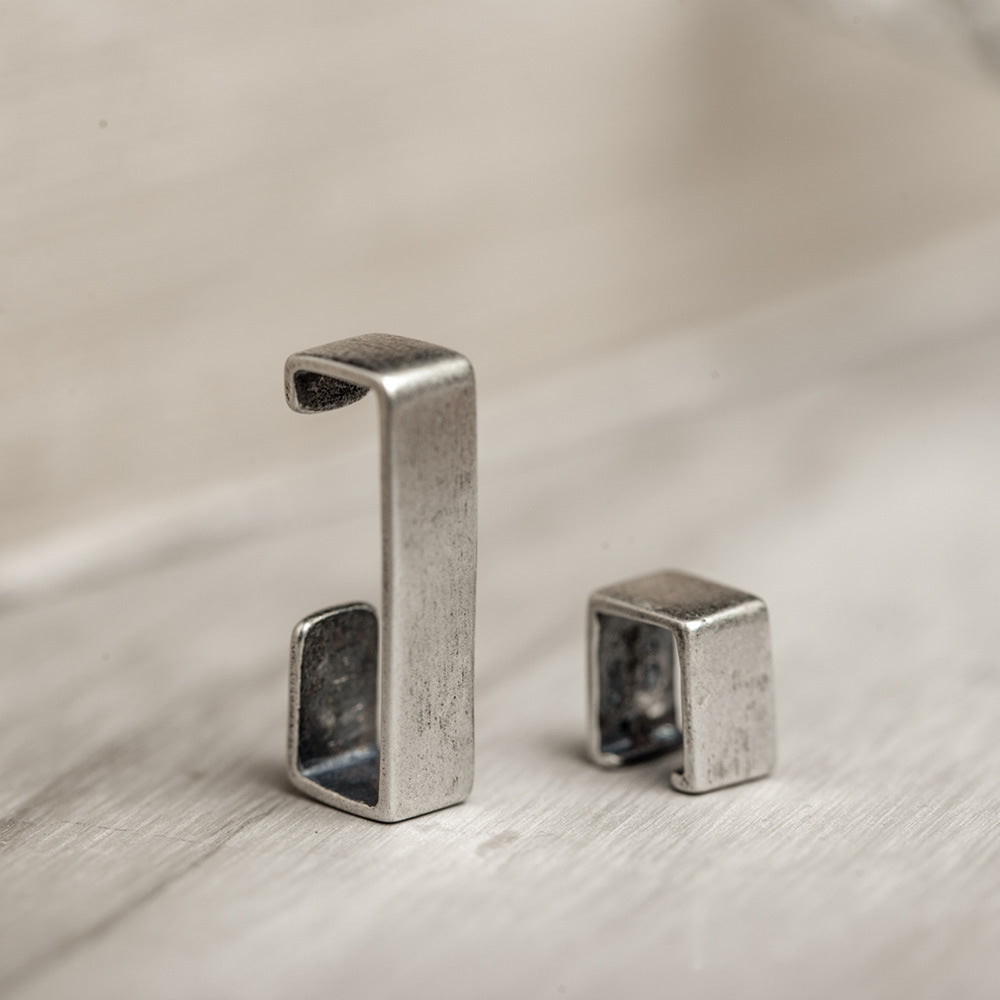 Goth Style Sterling Silver Rectangular Ear Clips - Single | GothReal