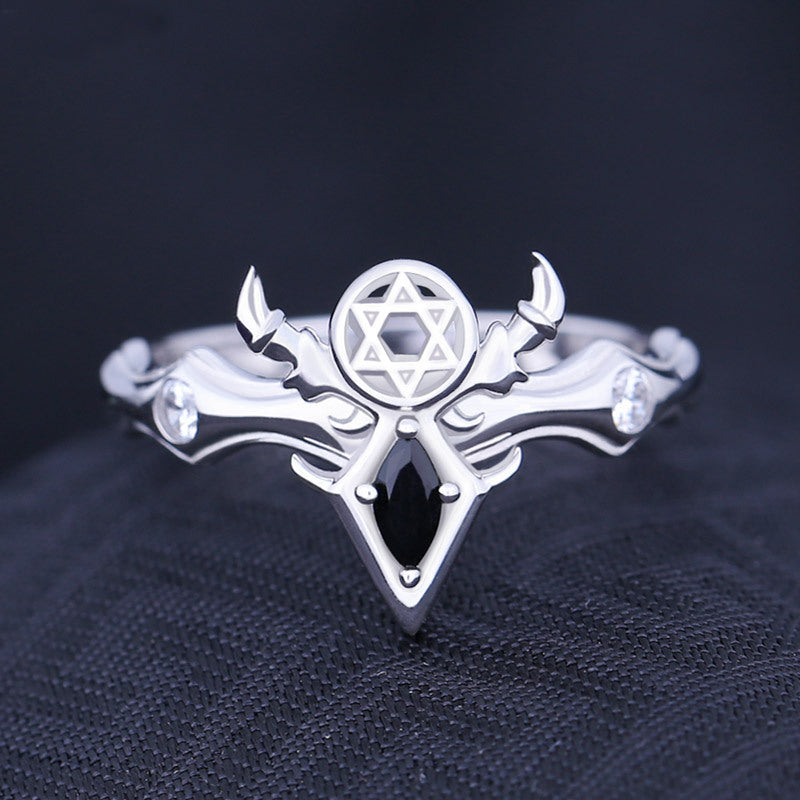 Goth Style Sterling Silver Six-Manifold Magic Summoning Ring | GothReal