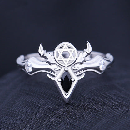 Goth Style Sterling Silver Six-Manifold Magic Summoning Ring | GothReal