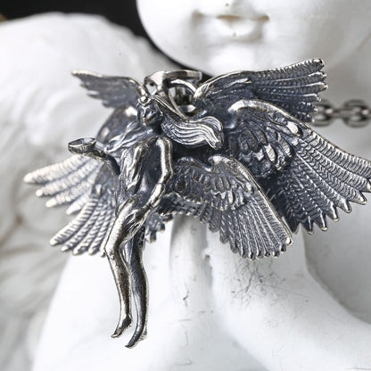Goth Style Sterling Silver Six Wings Angel Pendant | GothReal