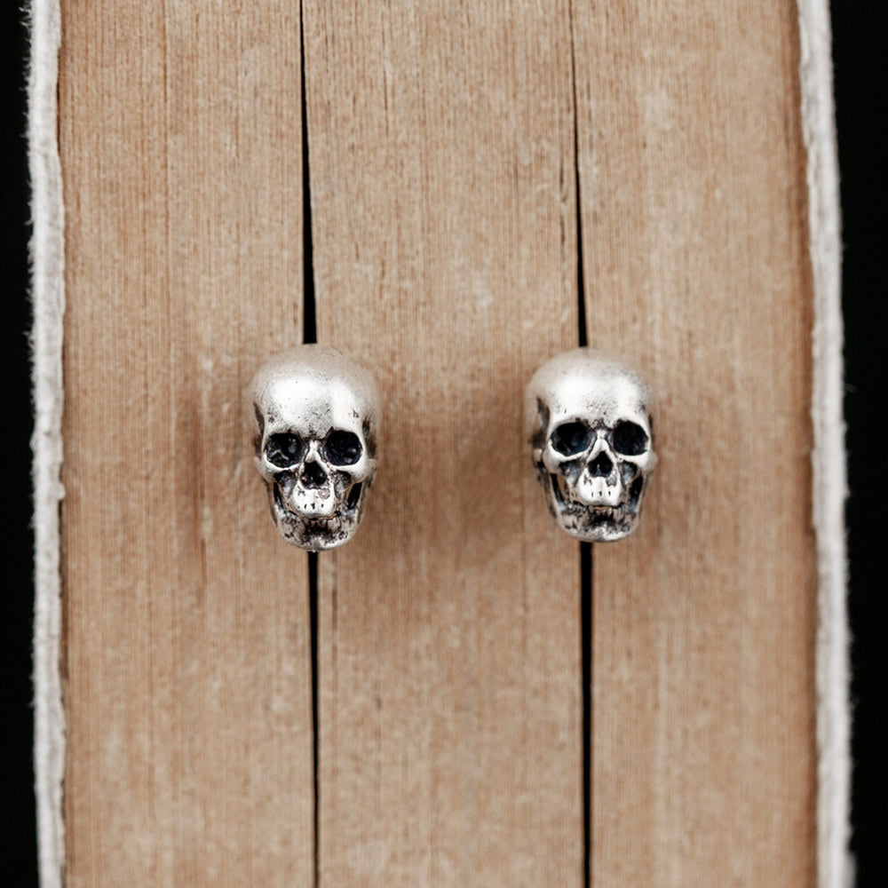 Goth Style Sterling Silver Skull Earrings - Single - Silver | GothReal