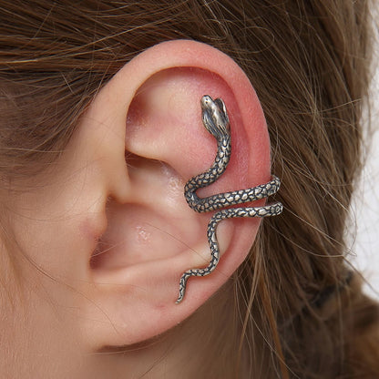 Goth Style Sterling Silver Snake Ear Clips - Single | GothReal