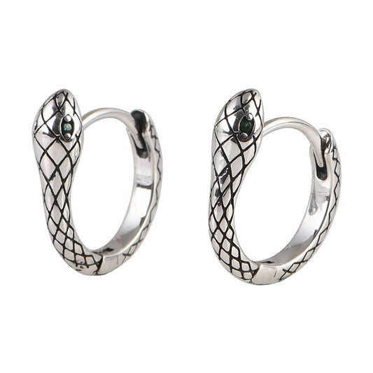Goth Style Sterling Silver Snake Earrings - One Pair | GothReal